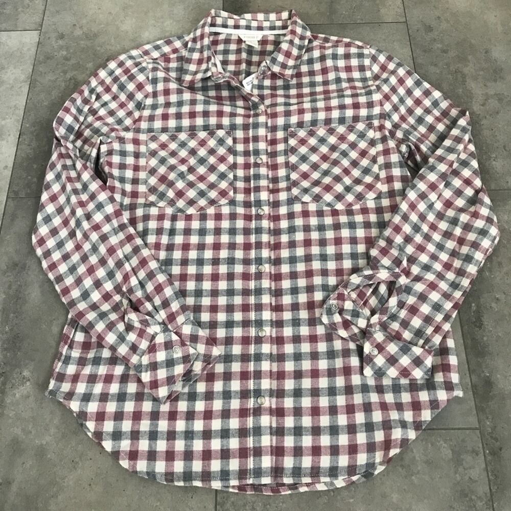 NEW Forever 21 soft light weight plaid button down small